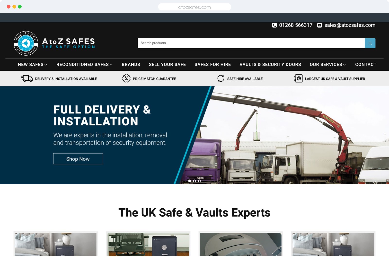 A to Z Safes website built by SketchVolt — atozsafes.com