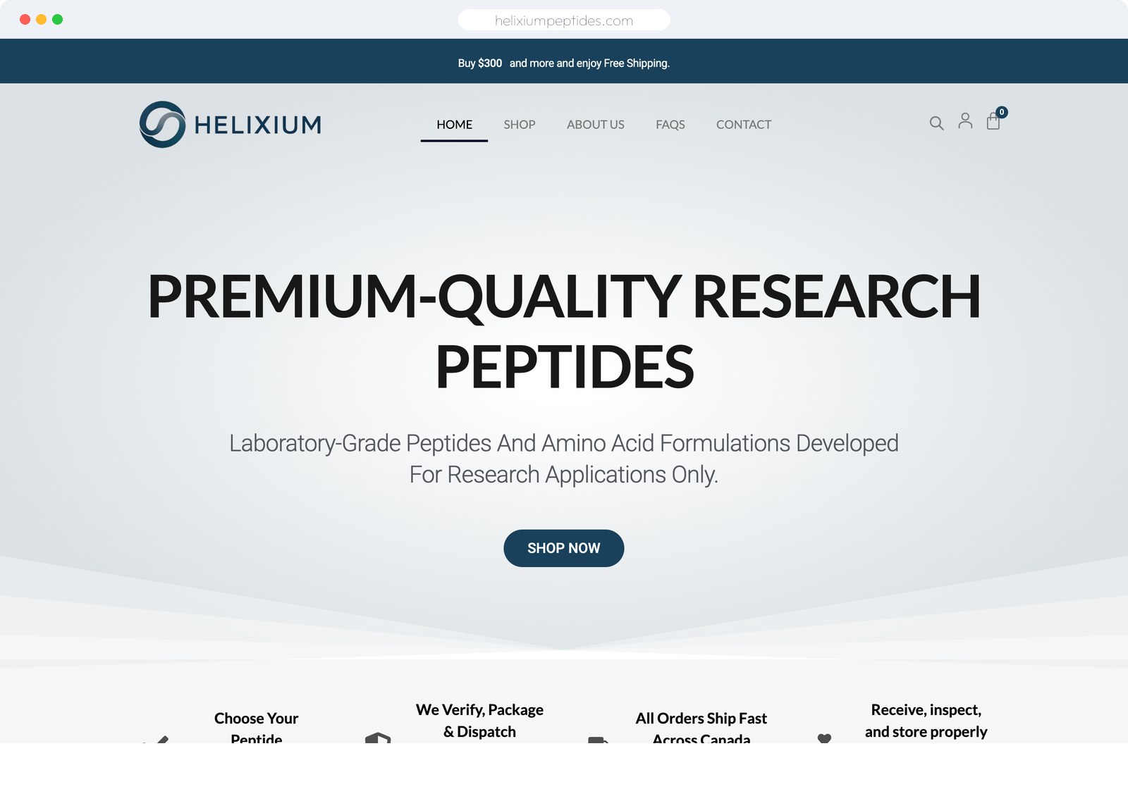 Helixium Peptides website built by SketchVolt — helixiumpeptides.com