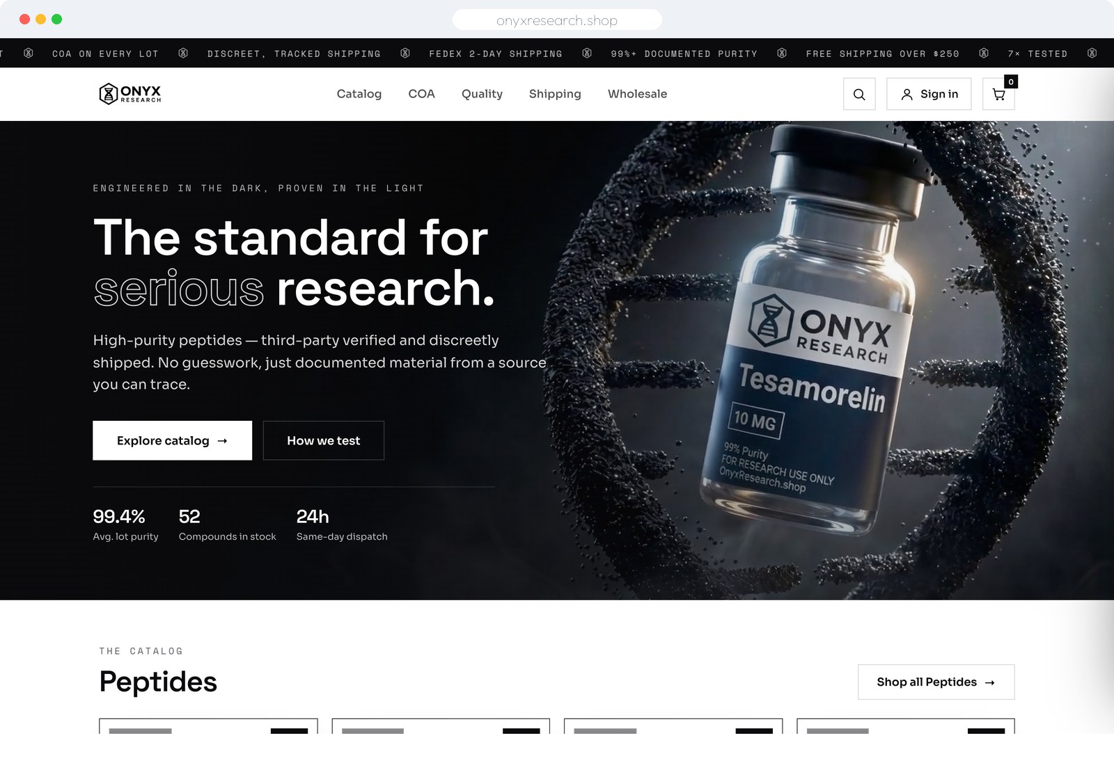 Onyx Research website built by SketchVolt — onyxresearch.shop